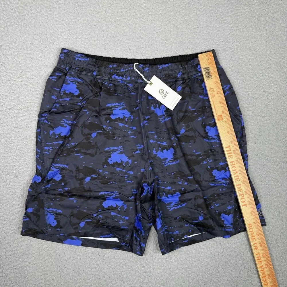 tasc Performance Weightless Shorts Mens Large Blue Black Camo 7
